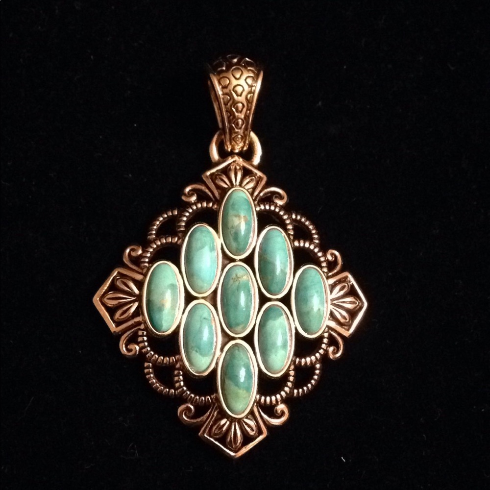 Studio Barse Decorative Turquoise & Bronze Pendant